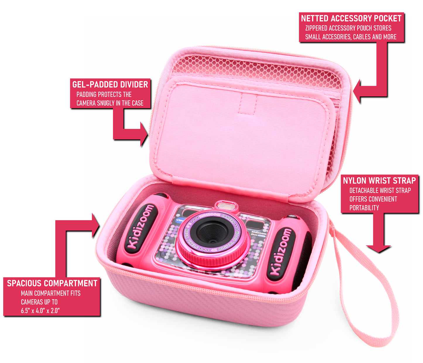 Camera Case Compatible with VTech Kidizoom Pix/Duo/Twist - EVA Protection with Accessory Storage & Fun Design for Kids - Case Only
