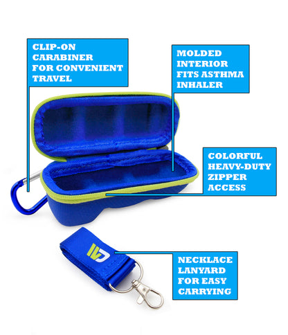 Asthma Inhaler Case - Professional Protection Travel Case for Standard Inhalers with Color Options
