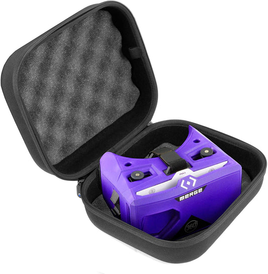 VR Headset Case Compatible with Merge VR/AR Goggles & Mobile VR Headsets with Impact-Absorbing Foam & Travel Handle – Protective Case Only