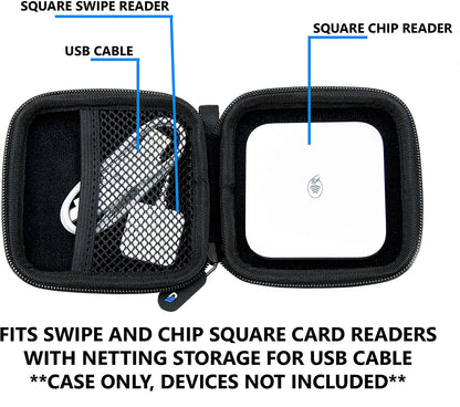 Square Reader Travel Case Compatible with Square Contactless & Chip Reader with Cable Storage – Hard EVA Shell, Scratch-Resistant Case Only